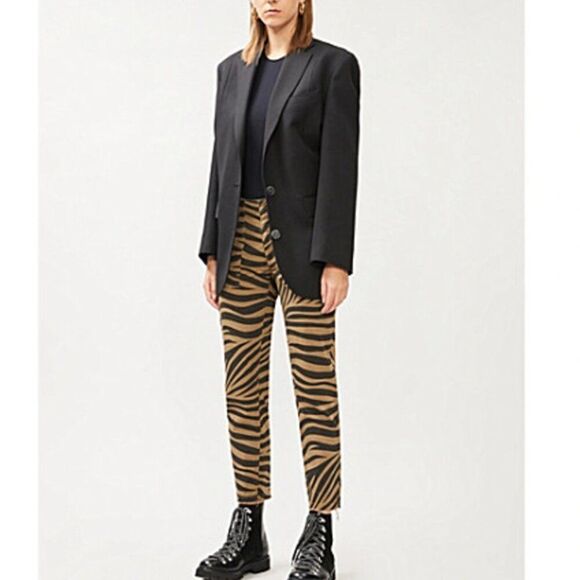 NILI LOTAN Jenna Pants Tiger Print Straight Leg  Low Rise Size 2 or 27 - Picture 1 of 15